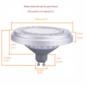 QLEE Dimmable GU10 Base AR111 15W 30°Beam Angle Warm White 3000k SMD LED Bulb AC175-265V Spot Down Lights 1200Lm