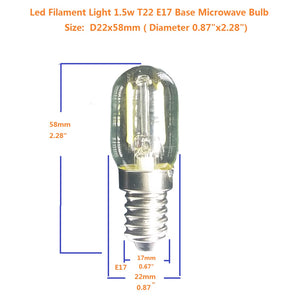 QLEE Led Filament Light 1.5w T22 E17 Base Microwave Bulb 125v /240V 20w Equivalent Incandescent Lamps For Refrigerator Microwave Oven Candelabra lava Desk Light