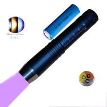 Load image into Gallery viewer, QLEE Led 3 In 1 Uv Flashlight Blacklight 365nm Ultraviolet Lights gem Jade Jewelry Inspection Lights Current Authenticate Flash Light Dog Urine And Stains Detector Torch with 18650 battery