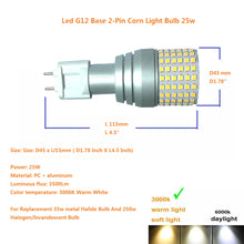 Load image into Gallery viewer, QLEE LED G12 Bulb 25w Corn Bulbs Light G12 Bi-Pin Base 25 Watt 2500lm Equivalent 250W Halogen/Incandescent Bulb Warm White 360° Floodlight Street Garage Landscape Warehouse Pendent Light, 3000k