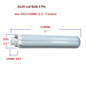 QLEE Gx24 Led Bulb 4 Pin 12w PL Retrofit Lamp 4000k Daylight Eye Protection GX24Q LED Recessed Reading Desk Table Down Light 360 Degree Beam 26W CFL Equivalent No UV, 2 Pack,Remove/Bypass Ballast