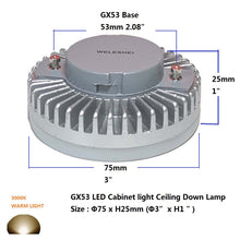 Load image into Gallery viewer, WELESHEI Gx53 Led Bulb Under Cabinet Light 7w 700lm Warm White 3000k Ac 110v Gx53 Led Puck Light Replacement Halogen Gx53 Spotlight 70w Led Puck Light Showcase Exhibition Showroom Light Bulb