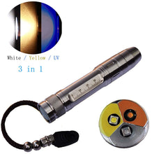 Load image into Gallery viewer, QLEE Led UV Flashlight 365nm R5 Jade Jewelry Gemstone Current Inspection Flashlight Ultraviolet /Yellow/White 3 In 1 Light  Dog Urine And Stains Detector Torch With 18650 Battery