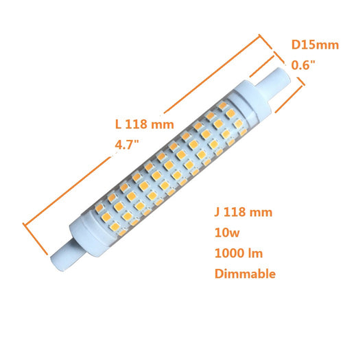 QLEE LED R7S J118 10W Bulb 100w Halogen Replacement Bulbs Dimmable 118mm Day Light 6000k 110v 120V 1000LM J Type 4.7 Inch For Flood Spot Light,3 Pack