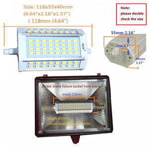 QLEE R7S LED J118 118mm Dimmable Bulb 30W DayLight 6000k AC 120V 3000LM Double Ended J LED Floodlight For R7S 200W 300w 400w Halogen Replacement