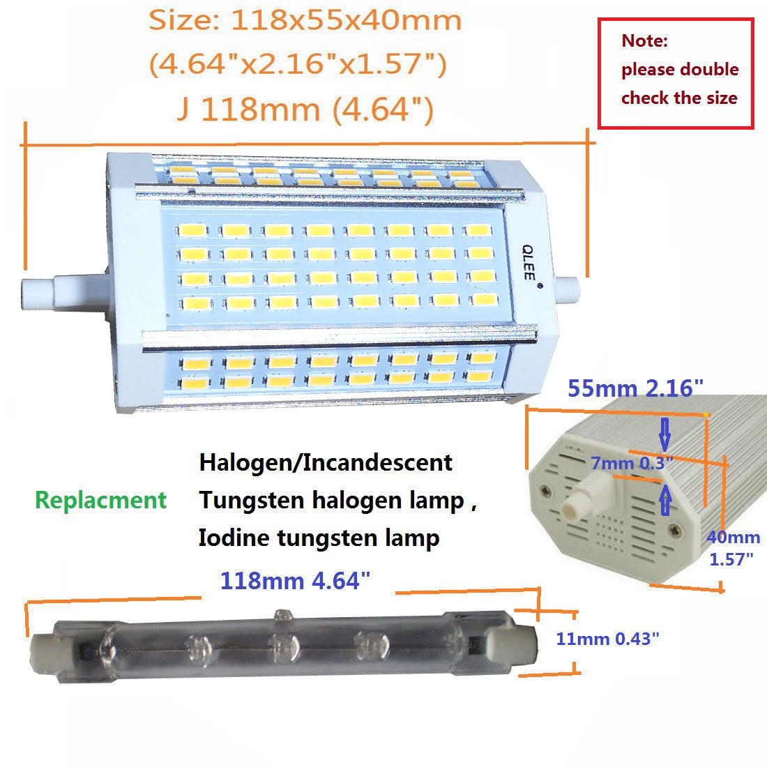 QLEE R7S LED Bulb 78mm 3.1 Dimmable 10W DayLight 6000k AC 120V 1000LM –  qleestore